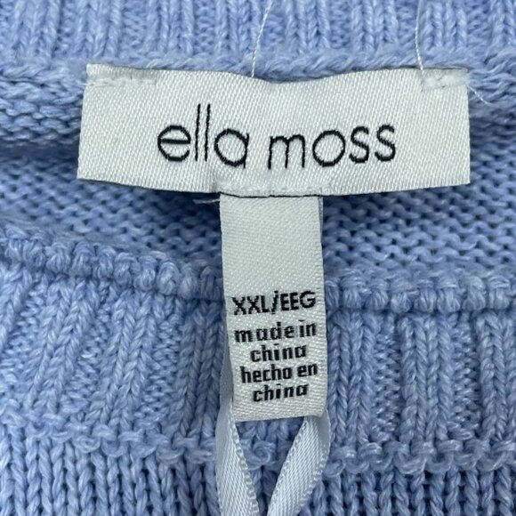 Ella Moss XXL Blue Striped Sweater Crewneck Long Sleeve Knit Lightweight a0601 - Picture 6 of 10